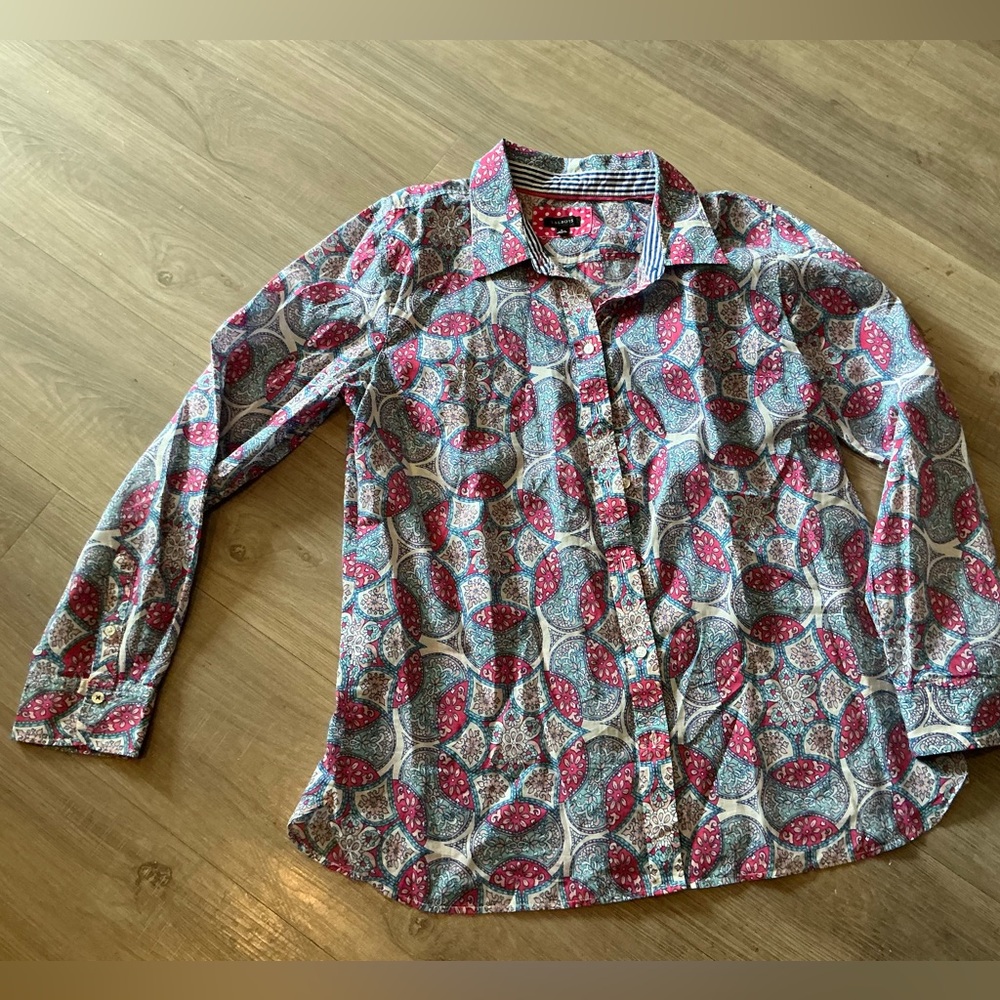 Talbots Patterned Long Sleeve Button-Up Shirt - image 1
